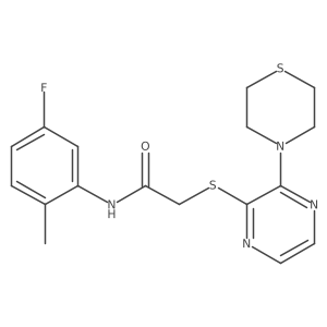 N-(5-fluoro-2-methylphenyl)-2-((3-thiomorpholinopyrazin-2-yl)thio)acetamide结构式