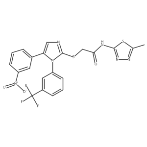 N-(5-methyl-1,3,4-thiadiazol-2-yl)-2-((5-(3-nitrophenyl)-1-(3-(trifluoromethyl)phenyl)-1H-imidazol-2-yl)thio)acetamide结构式