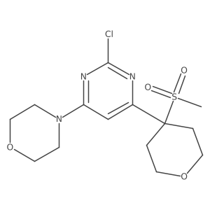 4-(2-chloro-6-(4-(methylsulfonyl)tetrahydro-2H-pyran-4-yl)pyrimidin-4-yl)morpholine结构式