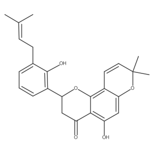 (-)-(2S)-5,2'-dihydroxy-6'',6''-dimethylchromeno-(7,8:2'',3'')-3'-prenylflavanone Structure
