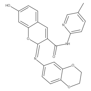 (2Z)-2-(2,3-dihydro-1,4-benzodioxin-6-ylimino)-7-hydroxy-N-(5-methylpyridin-2-yl)-2H-chromene-3-carboxamide结构式