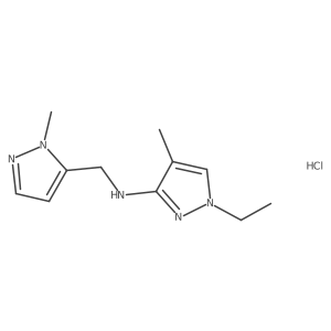 1-ethyl-4-methyl-N-[(2-methylpyrazol-3-yl)methyl]pyrazol-3-amine;hydrochloride Structure