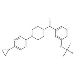 (4-(6-Cyclopropylpyridazin-3-yl)piperazin-1-yl)(3-(trifluoromethoxy)phenyl)methanone结构式