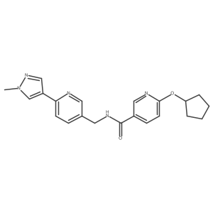 6-(cyclopentyloxy)-N-((6-(1-methyl-1H-pyrazol-4-yl)pyridin-3-yl)methyl)nicotinamide结构式
