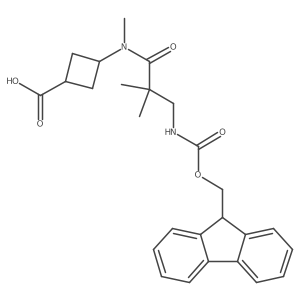 3-[3-({[(9H-fluoren-9-yl)methoxy]carbonyl}amino)-N,2,2-trimethylpropanamido]cyclobutane-1-carboxylic acid结构式