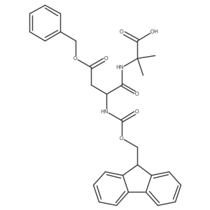 2-[(2S)-3-(benzyl carboxy)-2-({[(9H-fluoren-9-yl)methoxy]carbonyl}amino)propanamido]-2-methylpropanoic acid Structure