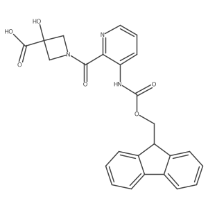 1-[3-({[(9H-fluoren-9-yl)methoxy]carbonyl}amino)pyridine-2-carbonyl]-3-hydroxyazetidine-3-carboxylic acid结构式