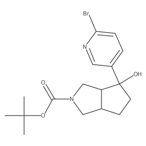 Tert-butyl 4-(6-bromopyridin-3-yl)-4-hydroxy-octahydrocyclopenta[c]pyrrole-2-carboxylate结构式
