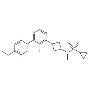 N-{1-[5-fluoro-6-(4-methoxyphenyl)pyrimidin-4-yl]azetidin-3-yl}-N-methylcyclopropanesulfonamide结构式