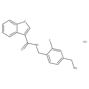 N-[[4-(Aminomethyl)-2-fluorophenyl]methyl]-1-benzothiophene-3-carboxamide;hydrochloride结构式