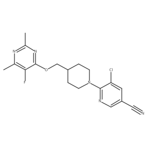 5-Chloro-6-(4-{[(5-fluoro-2,6-dimethylpyrimidin-4-yl)oxy]methyl}piperidin-1-yl)pyridine-3-carbonitrile Structure