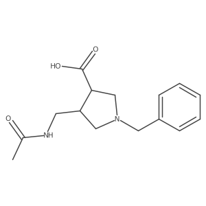 rac-(3R,4S)-1-benzyl-4-(acetamidomethyl)pyrrolidine-3-carboxylic acid Structure