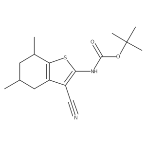 tert-butyl N-(3-cyano-5,7-dimethyl-4,5,6,7-tetrahydro-1-benzothiophen-2-yl)carbamate Structure
