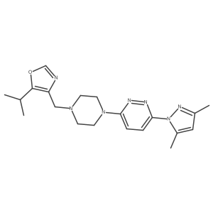 3-(3,5-dimethyl-1H-pyrazol-1-yl)-6-(4-{[5-(propan-2-yl)-1,3-oxazol-4-yl]methyl}piperazin-1-yl)pyridazine结构式
