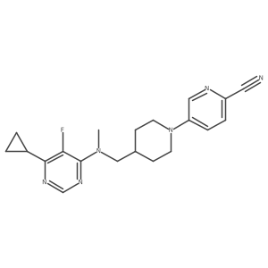 5-(4-{[(6-Cyclopropyl-5-fluoropyrimidin-4-yl)(methyl)amino]methyl}piperidin-1-yl)pyridine-2-carbonitrile结构式