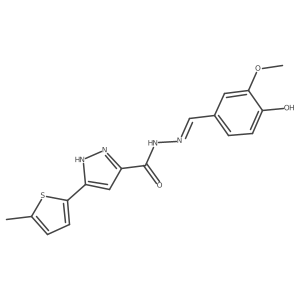 (Z)-N'-(4-hydroxy-3-methoxybenzylidene)-3-(5-methylthiophen-2-yl)-1H-pyrazole-5-carbohydrazide Structure