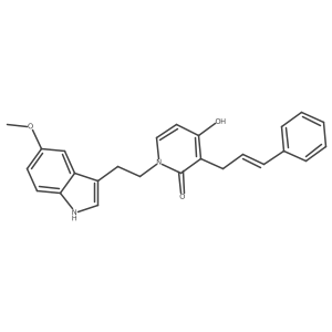 4-hydroxy-1-[2-(5-methoxy-1H-indol-3-yl)ethyl]-3-(3-phenyl-2-propenyl)-2(1H)-pyridinone Structure