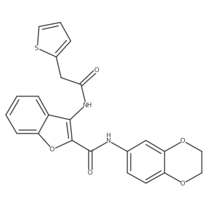 N-(2,3-dihydrobenzo[b][1,4]dioxin-6-yl)-3-(2-(thiophen-2-yl)acetamido)benzofuran-2-carboxamide Structure