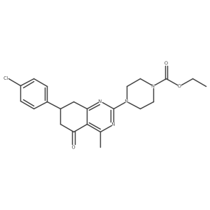 Ethyl 4-[7-(4-chlorophenyl)-4-methyl-5-oxo-5,6,7,8-tetrahydroquinazolin-2-yl]piperazine-1-carboxylate结构式