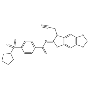 (Z)-N-(7-(prop-2-yn-1-yl)-[1,3]dioxolo[4',5':4,5]benzo[1,2-d]thiazol-6(7H)-ylidene)-4-(pyrrolidin-1-ylsulfonyl)benzamide Structure