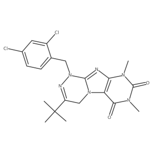 3-(tert-butyl)-1-(2,4-dichlorobenzyl)-7,9-dimethyl-7,9-dihydro-[1,2,4]triazino[3,4-f]purine-6,8(1H,4H)-dione Structure