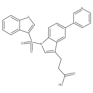 3-[1-(benzo[b]thiophene-3-sulfonyl)-5-pyridin-3-yl-1H-indol-3-yl]-propionic acid结构式