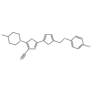 2-{5-[(4-Chlorophenoxy)methyl]furan-2-yl}-5-(4-methylpiperidin-1-yl)-1,3-oxazole-4-carbonitrile结构式