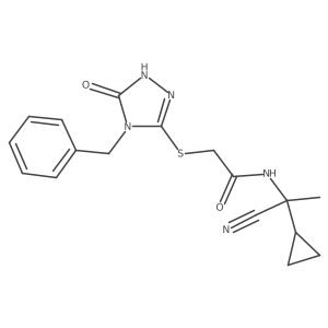 2-[(4-benzyl-5-oxo-4,5-dihydro-1H-1,2,4-triazol-3-yl)sulfanyl]-N-(1-cyano-1-cyclopropylethyl)acetamide结构式