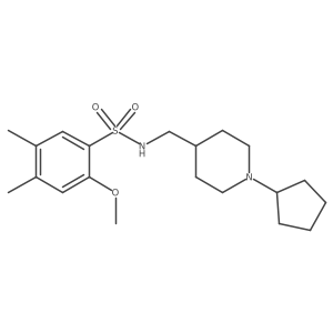 N-((1-cyclopentylpiperidin-4-yl)methyl)-2-methoxy-4,5-dimethylbenzenesulfonamide Structure