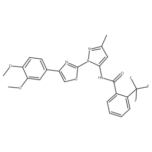 N-{1-[4-(3,4-dimethoxyphenyl)-1,3-thiazol-2-yl]-3-methyl-1H-pyrazol-5-yl}-2-(trifluoromethyl)benzamide Structure