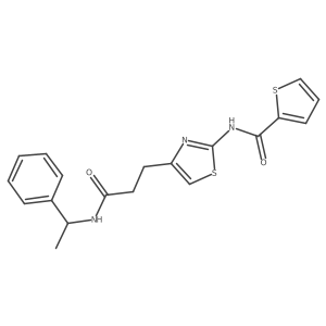 N-(4-(3-oxo-3-((1-phenylethyl)amino)propyl)thiazol-2-yl)thiophene-2-carboxamide结构式