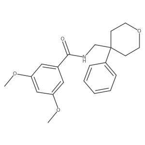 3,5-dimethoxy-N-[(4-phenyloxan-4-yl)methyl]benzamide结构式