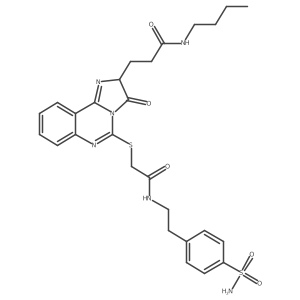 N-butyl-3-{3-oxo-5-[({[2-(4-sulfamoylphenyl)ethyl]carbamoyl}methyl)sulfanyl]-2H,3H-imidazo[1,2-c]quinazolin-2-yl}propanamide结构式