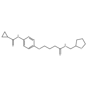 N-(6-((4-oxo-4-(((tetrahydrofuran-2-yl)methyl)amino)butyl)thio)pyridazin-3-yl)cyclopropanecarboxamide结构式