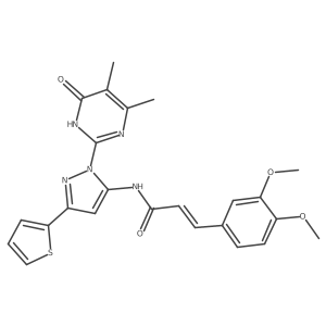 (Z)-3-(3,4-dimethoxyphenyl)-N-(1-(4,5-dimethyl-6-oxo-1,6-dihydropyrimidin-2-yl)-3-(thiophen-2-yl)-1H-pyrazol-5-yl)acrylamide Structure