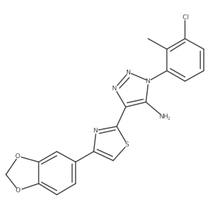 4-(4-(benzo[d][1,3]dioxol-5-yl)thiazol-2-yl)-1-(3-chloro-2-methylphenyl)-1H-1,2,3-triazol-5-amine结构式