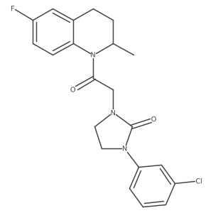 1-(3-chlorophenyl)-3-(2-(6-fluoro-2-methyl-3,4-dihydroquinolin-1(2H)-yl)-2-oxoethyl)imidazolidin-2-one结构式