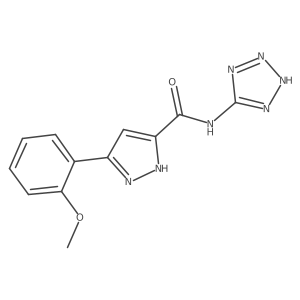 5-(2-methoxyphenyl)-N-(2H-tetrazol-5-yl)-1H-pyrazole-3-carboxamide结构式