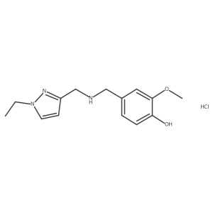 4-[[(1-Ethylpyrazol-3-yl)methylamino]methyl]-2-methoxyphenol;hydrochloride结构式