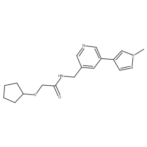 2-(cyclopentylthio)-N-((5-(1-methyl-1H-pyrazol-4-yl)pyridin-3-yl)methyl)acetamide结构式