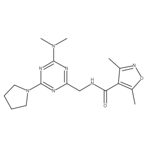 N-((4-(dimethylamino)-6-(pyrrolidin-1-yl)-1,3,5-triazin-2-yl)methyl)-3,5-dimethylisoxazole-4-carboxamide Structure