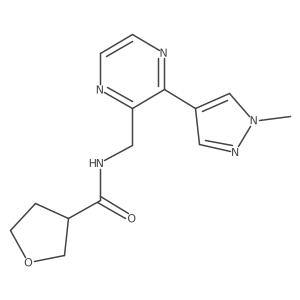 N-((3-(1-methyl-1H-pyrazol-4-yl)pyrazin-2-yl)methyl)tetrahydrofuran-3-carboxamide Structure