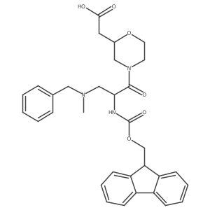 2-(4-{3-[benzyl(methyl)amino]-2-({[(9H-fluoren-9-yl)methoxy]carbonyl}amino)propanoyl}morpholin-2-yl)acetic acid结构式