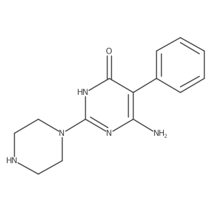 6-Amino-5-phenyl-2-(piperazin-1-yl)-3,4-dihydropyrimidin-4-one Structure