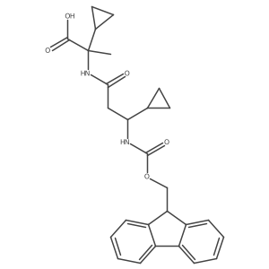 2-cyclopropyl-2-[3-cyclopropyl-3-({[(9H-fluoren-9-yl)methoxy]carbonyl}amino)propanamido]propanoic acid结构式