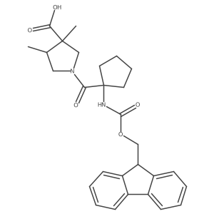 rac-(3R,4R)-1-[1-({[(9H-fluoren-9-yl)methoxy]carbonyl}amino)cyclopentanecarbonyl]-3,4-dimethylpyrrolidine-3-carboxylic acid结构式
