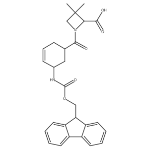 rac-1-[(1R,5S)-5-({[(9H-fluoren-9-yl)methoxy]carbonyl}amino)cyclohex-3-ene-1-carbonyl]-3,3-dimethylazetidine-2-carboxylic acid结构式