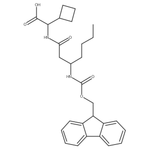 2-cyclobutyl-2-[(3R)-3-({[(9H-fluoren-9-yl)methoxy]carbonyl}amino)heptanamido]acetic acid结构式