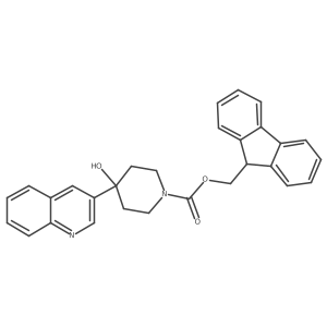 (9H-fluoren-9-yl)methyl 4-hydroxy-4-(quinolin-3-yl)piperidine-1-carboxylate结构式
