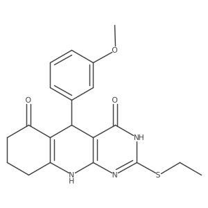 2-(ethylthio)-5-(3-methoxyphenyl)-5,8,9,10-tetrahydropyrimido[4,5-b]quinoline-4,6(3H,7H)-dione结构式